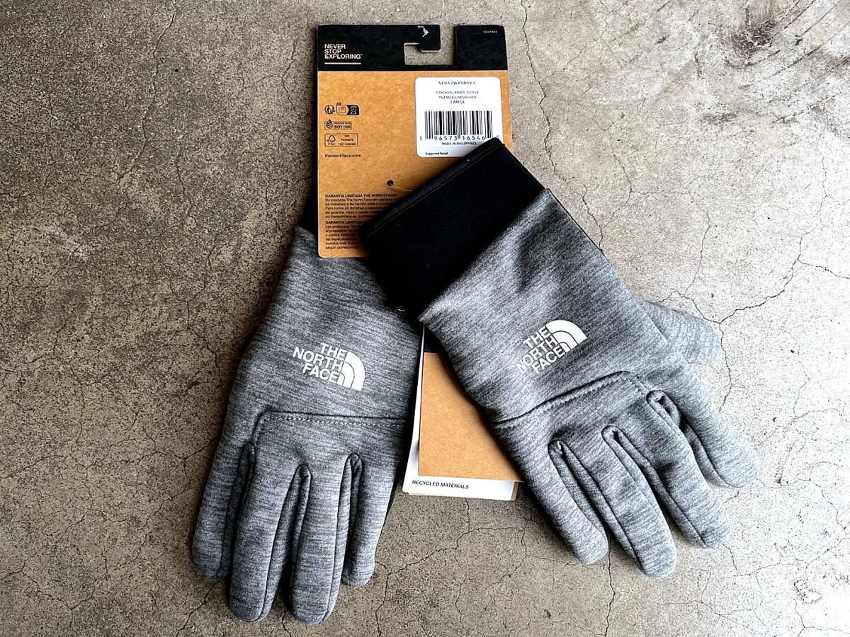 送料\385 新品 正規品 USA限定 The North Face ノースフェイス US-M Canyon Lands グローブ スマホ使用可 グレー拍卖
