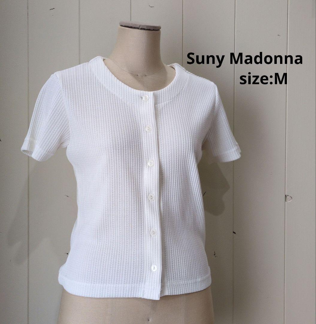 サニーマドンナ 【日本製】 前ボタン 半袖トップス ホワイト M拍卖