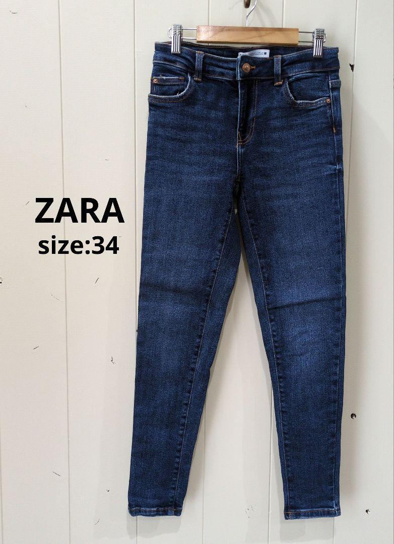 ザラ ZARA ストレッチ スキニー デニム 34 インディゴブルー拍卖