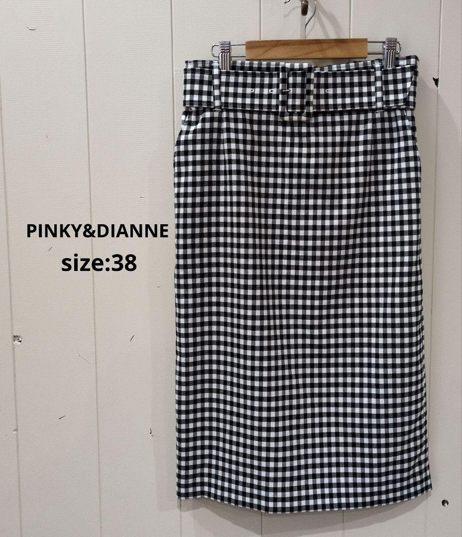 ピンキーアンドダイアン ベルト付 ギンガムチェックスカート 38拍卖