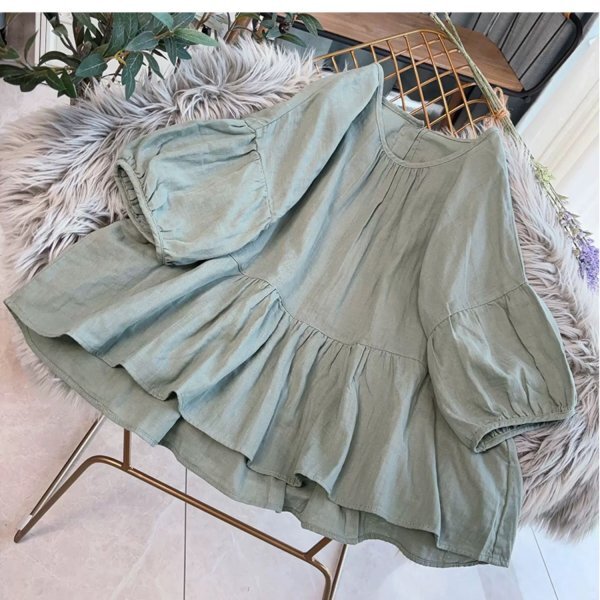 ns 2407 チュニック トップス フリーサイズ チュニック 大人可愛 ナチュラル ダブルガーゼ グリーン系拍卖