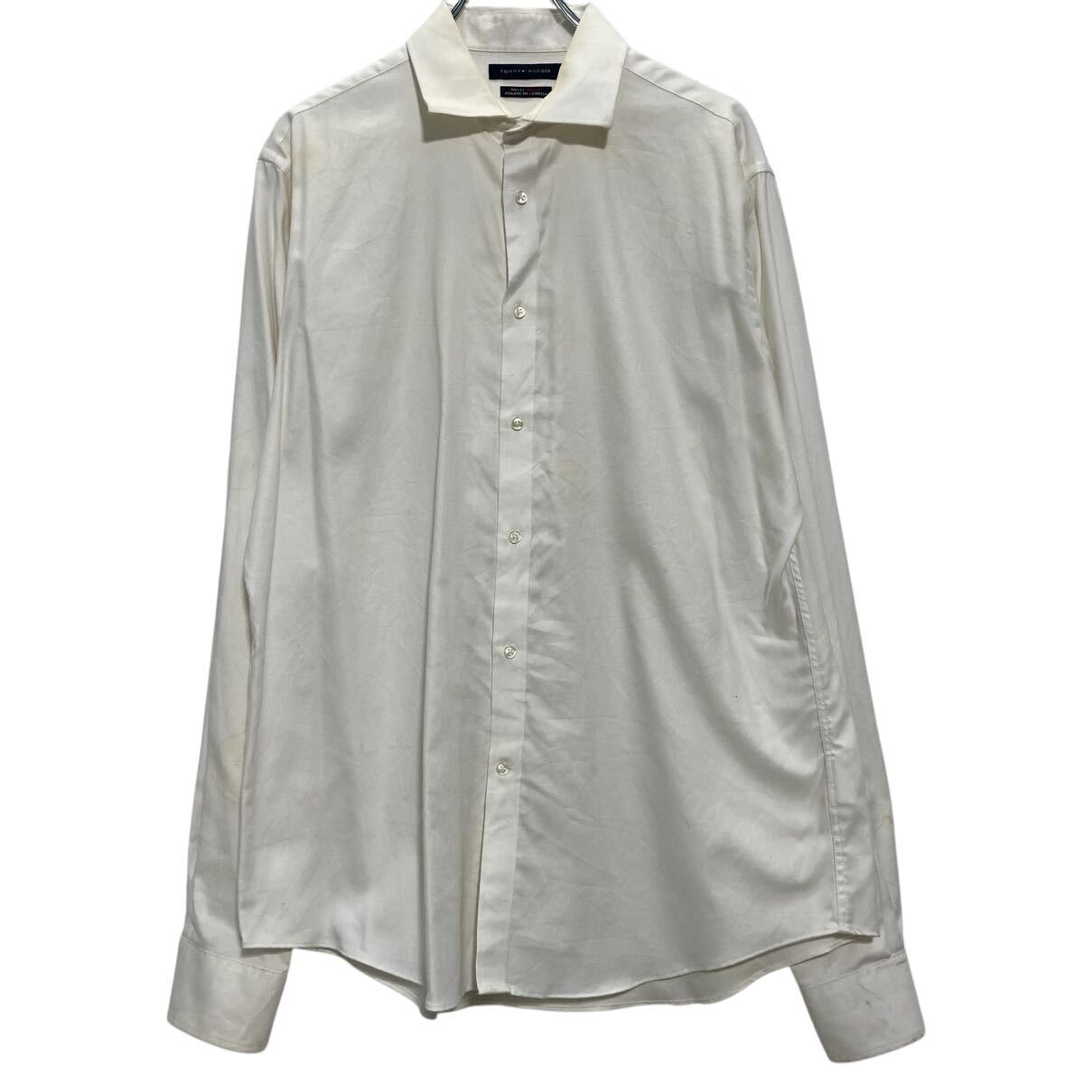 TOMMY HILFIGER 長袖 無地シャツ L ~ ホワイト トミーヒルフィガー シンプル 古着卸 アメリカ仕入 a701-7446拍卖