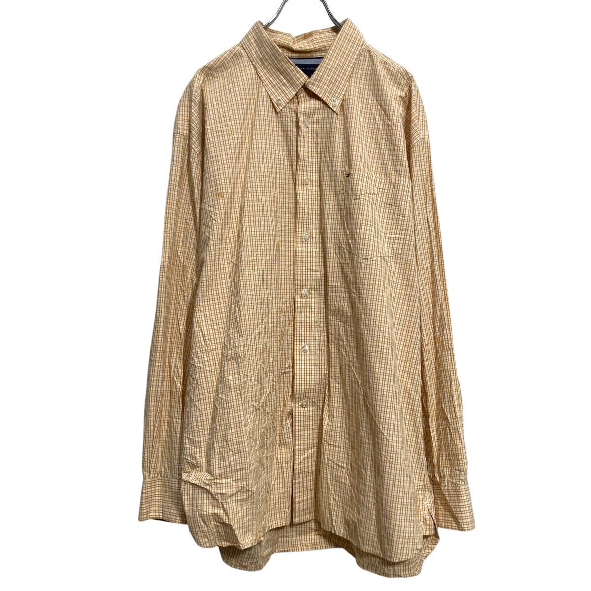 TOMMY HILFIGER 長袖 チェックシャツ トミーヒルフィガー XL イエロー ビッグサイズ ポケット 古着卸 アメリカ仕入 a701-7508拍卖
