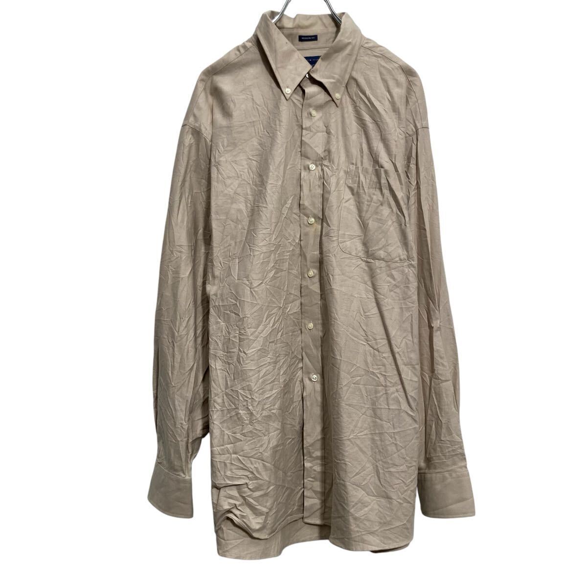 TOMMY HILFIGER 長袖 無地シャツ トミーヒルフィガー XL~ ベージュ ビッグサイズ ポケット 古着卸 アメリカ仕入 a701-7505拍卖
