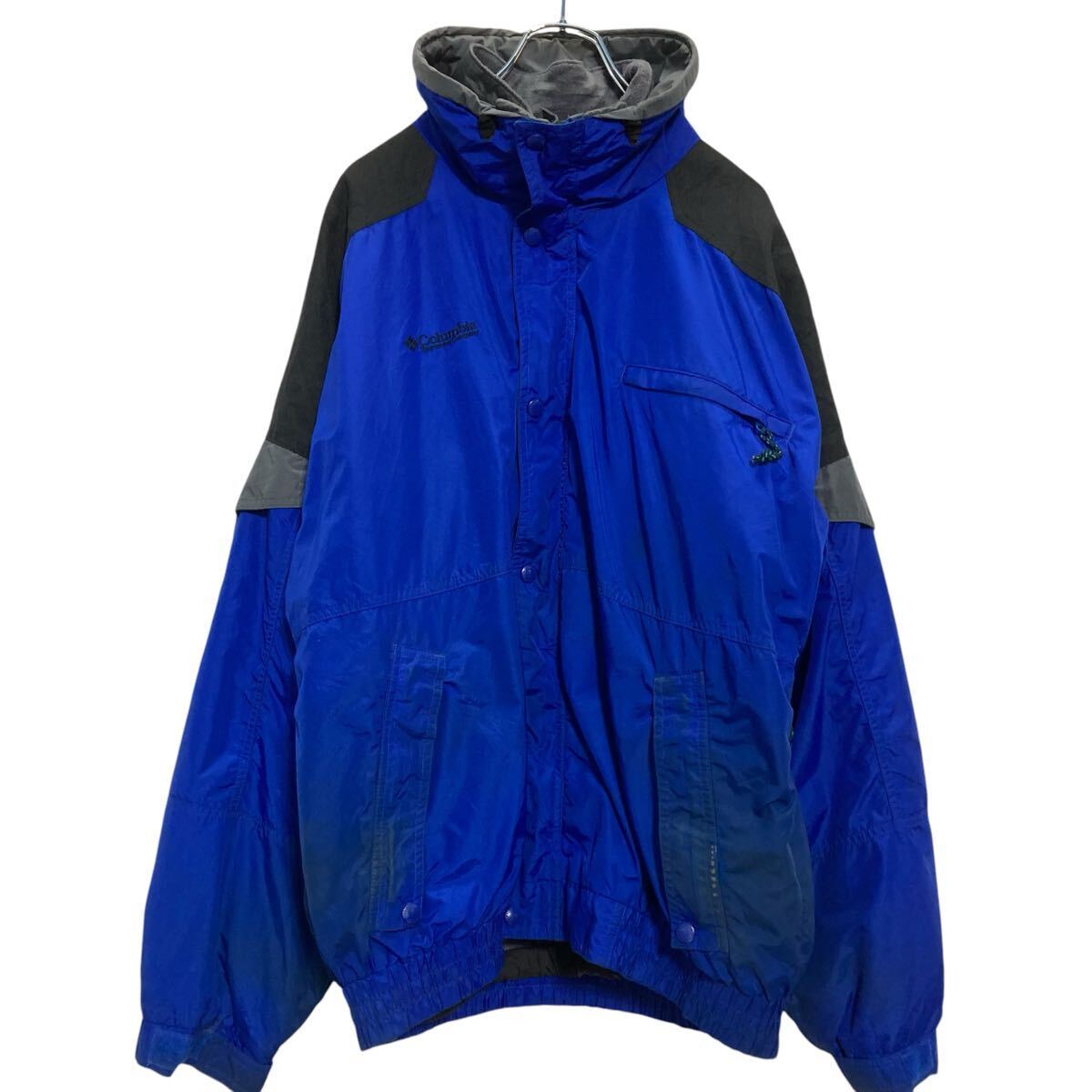 Columbia ジップアップ ナイロン マウンテンジャケット L ブルー ブラック 切替 コロンビア アウトドア 古着卸 アメリカ仕入 a702-5259拍卖