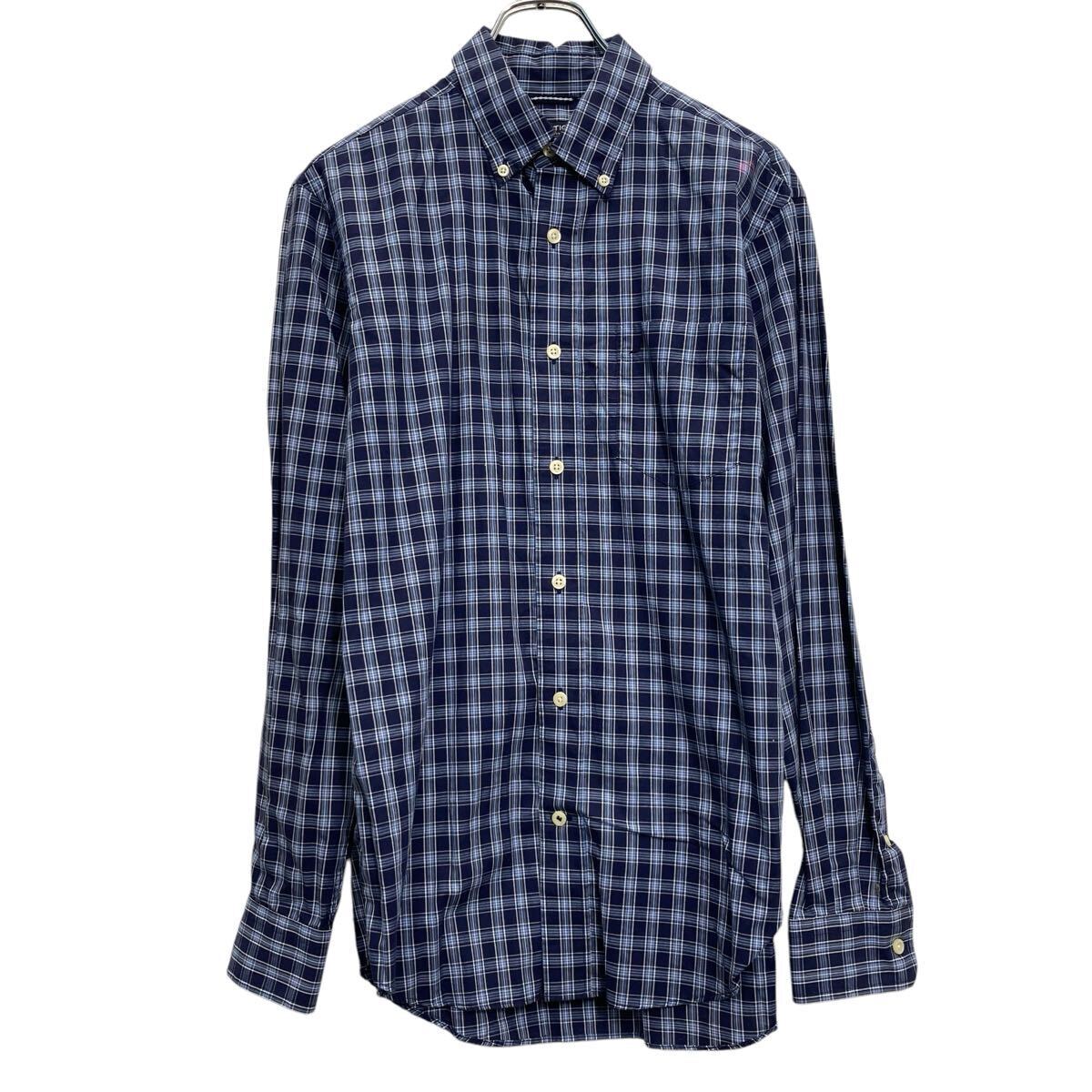 NAUTICA 長袖 チェックシャツ S ネイビー ボタンダウン ノーティカ ポケット 古着卸 アメリカ仕入 a702-5595拍卖