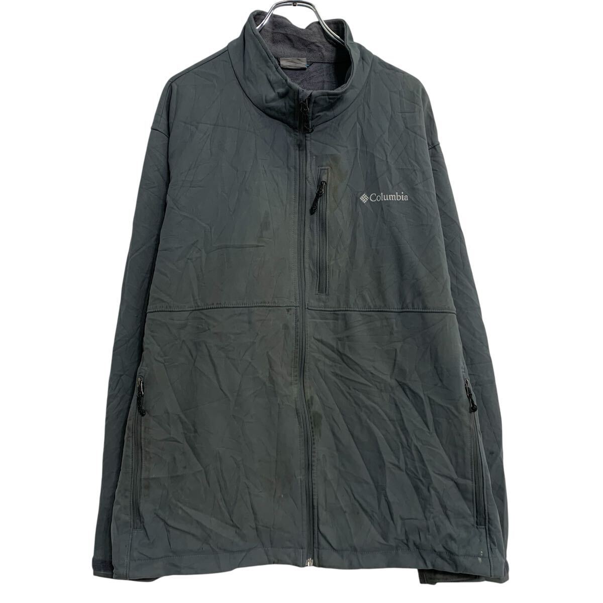 Columbia ジャケット 3XL グレー コロンビア ハーフジップ ビッグサイズ ワンポイント ロゴ アウトドア 古着卸 アメリカ仕入 a702-7268拍卖