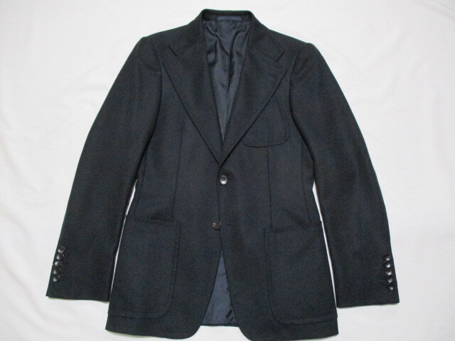GUCCI グッチ ウール×モヘア パチポケ テーラード ブレザー 紺 ITALY製 44R拍卖