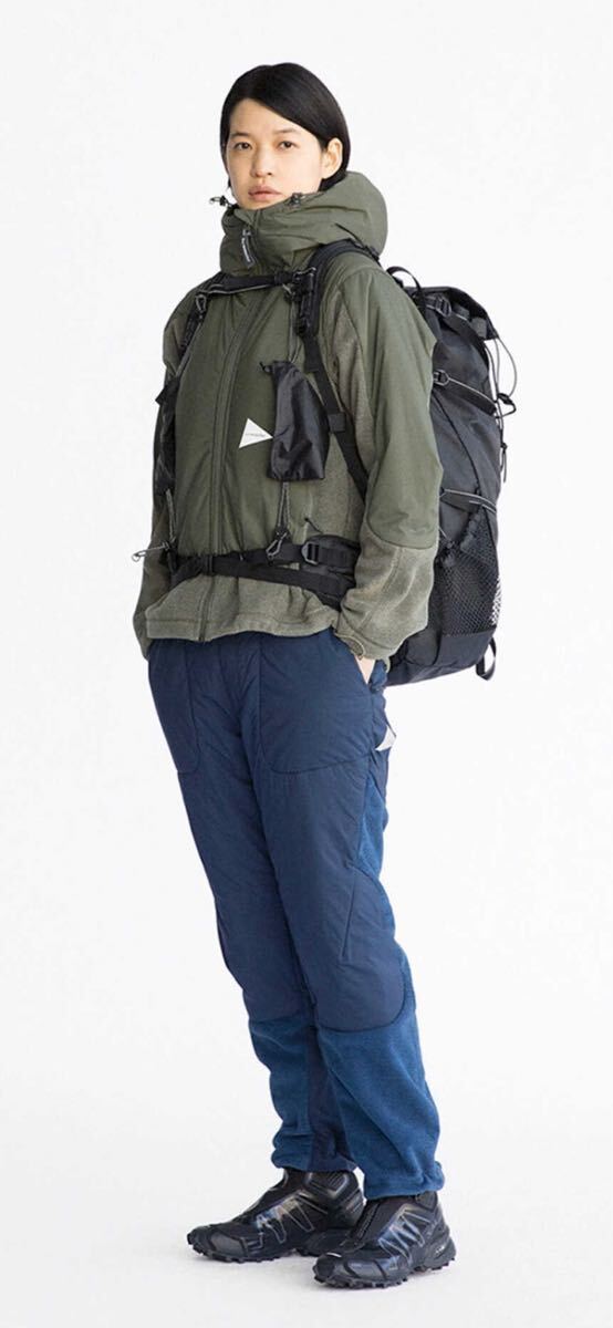 送料無料!美品!アンドワンダー and wander フリース 中綿 切り替え パンツ 00 ブラック系 防寒 山登り アウトドア レディース拍卖