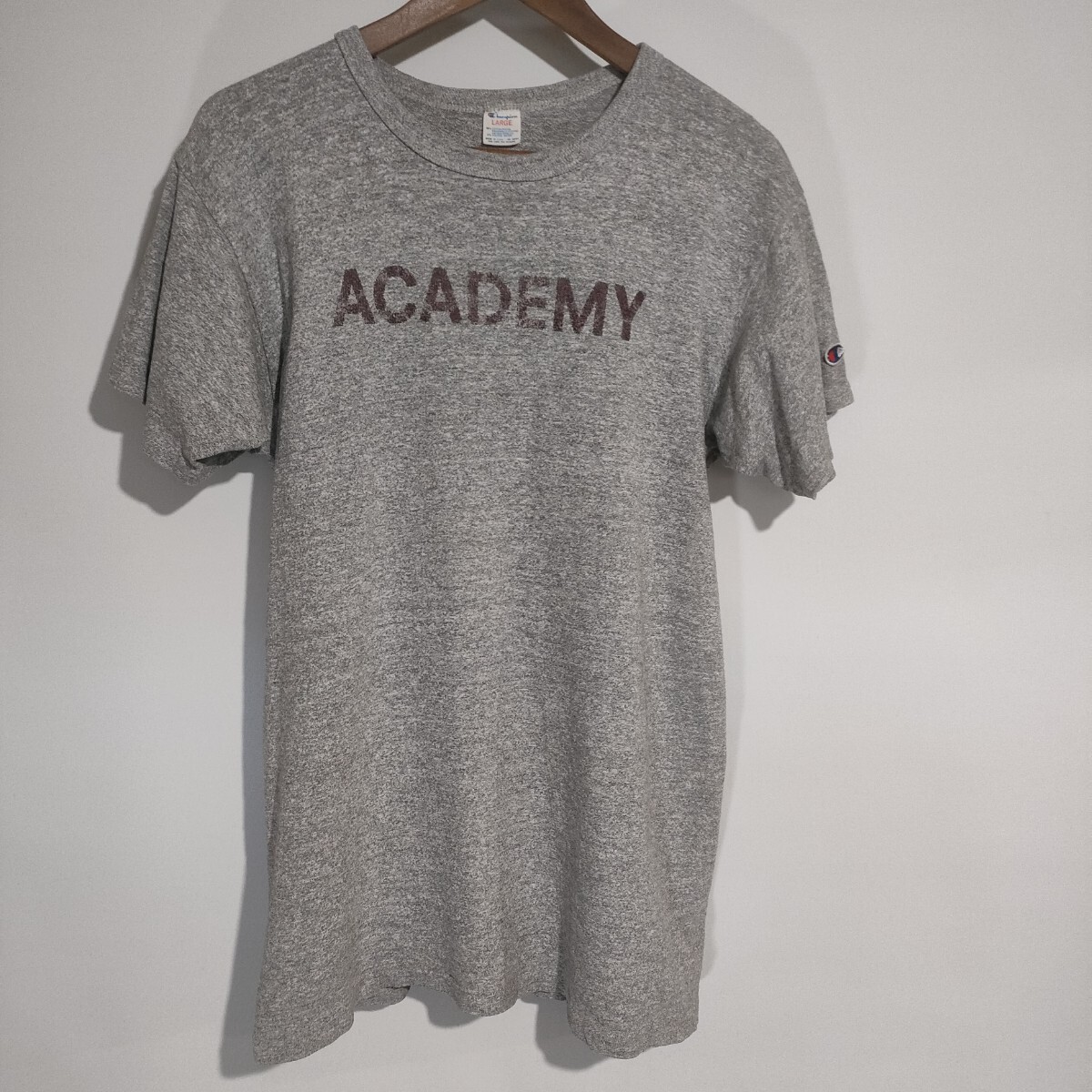 80s チャンピオン 霜降りグレーカレッジプリントTシャツ L 70s拍卖