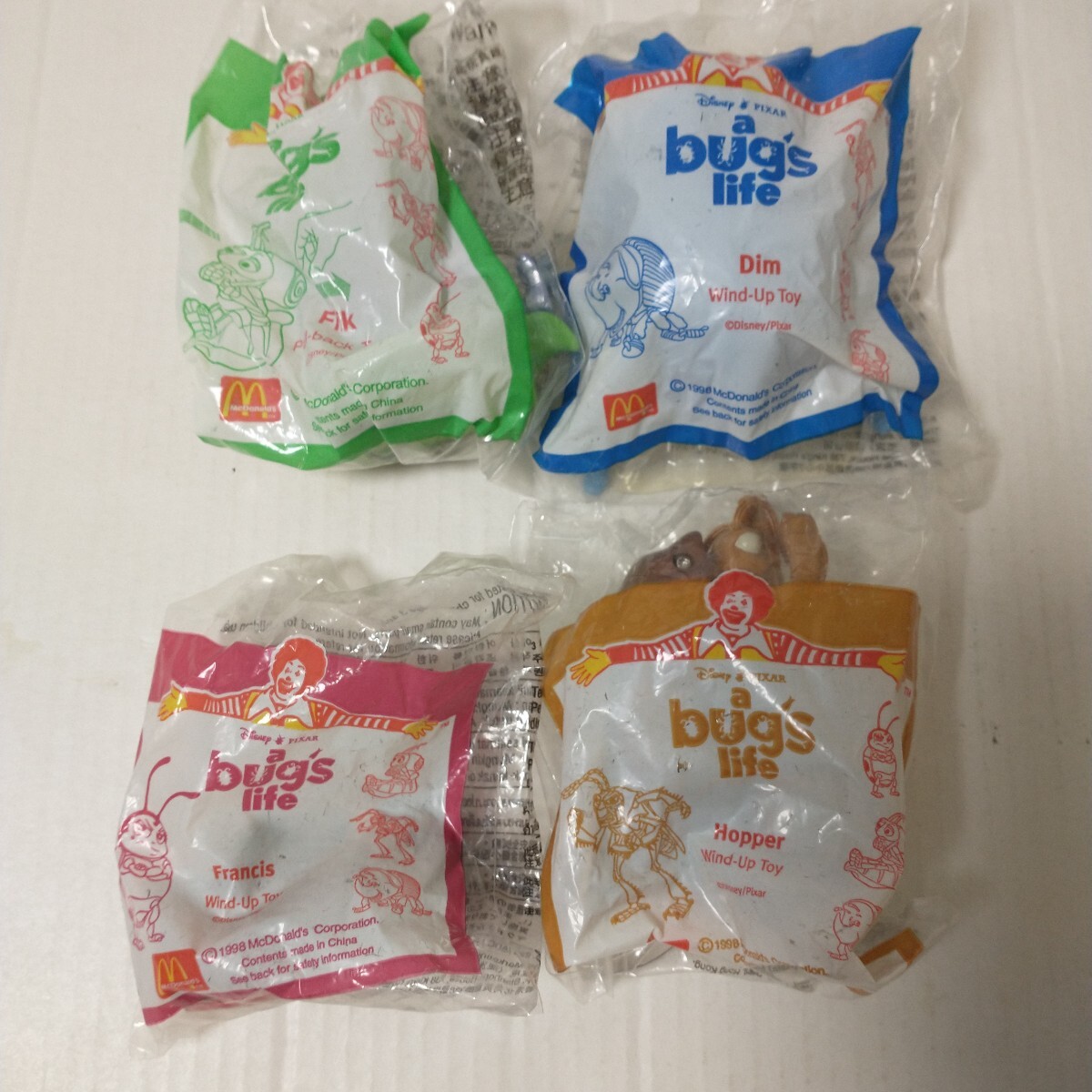 未使用品■ マクドナルド ハッピーセット バグズライフ フィギュア 全4種セット バグズ・ライフ拍卖