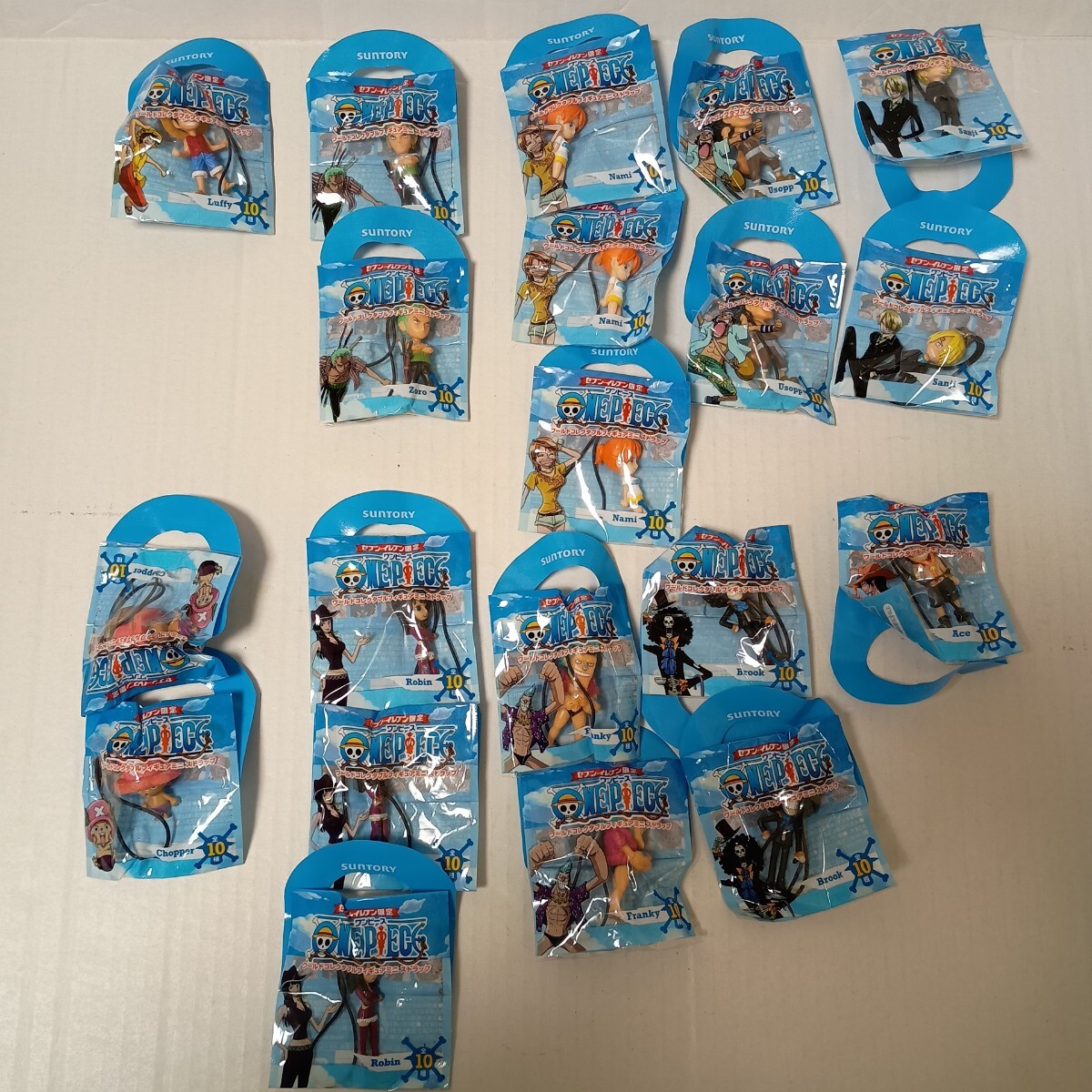 未開封品■SUNTORY セブンイレブン限定 ONEPIECE ワールドコレクタブルフィギュアミニストラップ全10種20個セット ワンピース拍卖