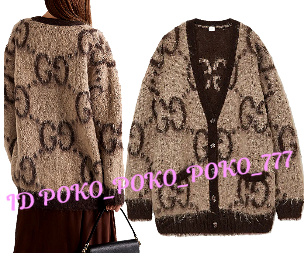 即決 現行品 定価32万円 グッチ GUCCI モヘア GG柄 リバーシブル カーディガン 拍卖