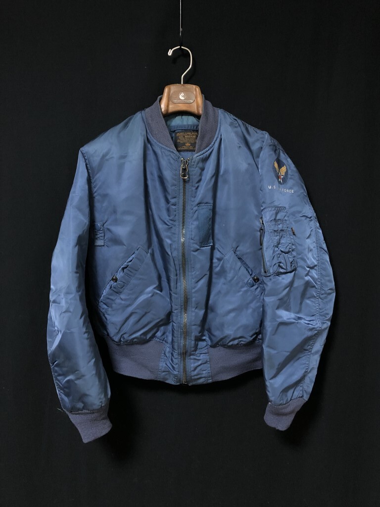 USA製 50s復刻◆ALPHA INDUSTRIES アルファ 黒タグ MA-1 フライトジャケット M エアフォースブルー拍卖