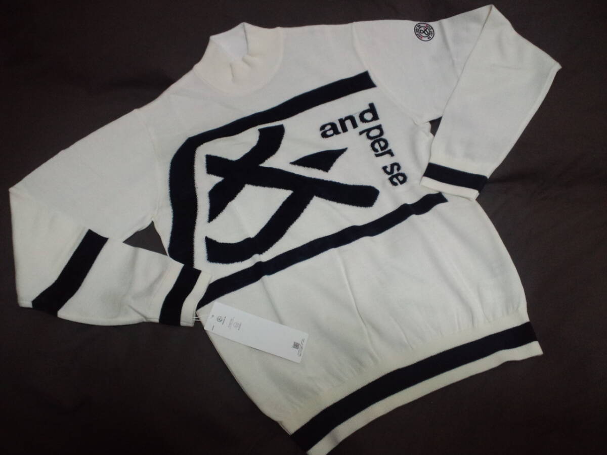 AMF2623B3◆秋冬春◆新品◆白◆M◆アンパスィ◆ and per se ◆ハイネックセータ◆ウールmixニット拍卖