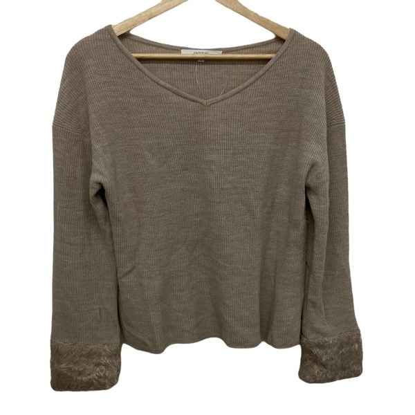 アンタイトル UNTITLED 長袖セーター/ニット サイズ2 M ベージュ レディース Vネック トップス拍卖