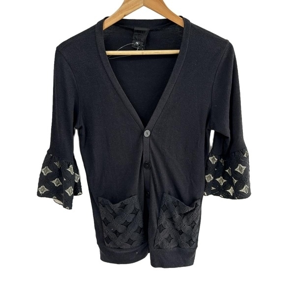 アナスイ ANNA SUI カーディガン サイズPS 黒 レディース レース/花柄 トップス拍卖