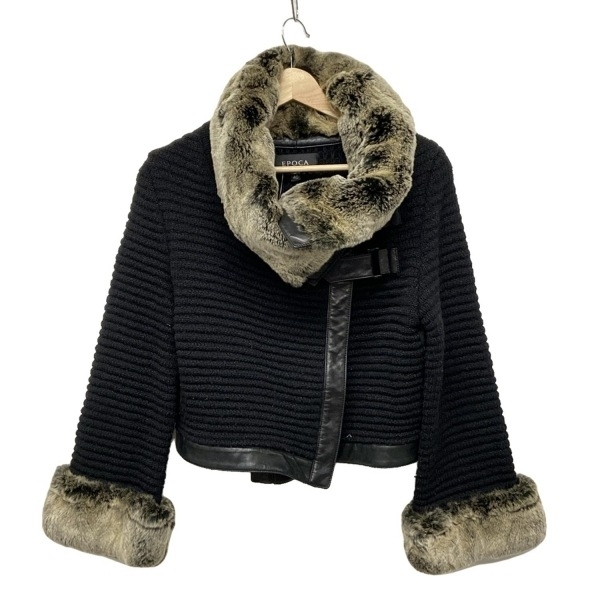 エポカ EPOCA サイズ40 M - 黒×ベージュ レディース 長袖/ニット/ラビット(ラパン)/ショート丈/秋/冬 コート拍卖