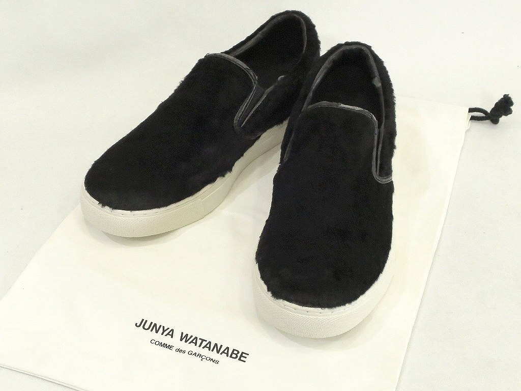 未使用品!ジュンヤワタナベ スリッポン フェイクファー *縁剥がれ ・XS ブラック ok5002219997拍卖