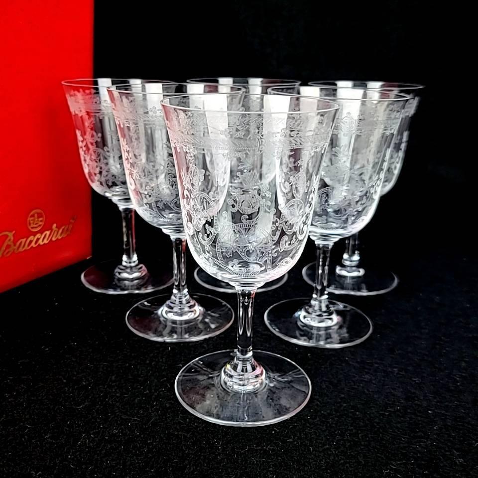 ◎美品◎バカラ Baccarat ラファイエット エッチング ワイングラス 6客 箱つき 廃番 希少 レア拍卖