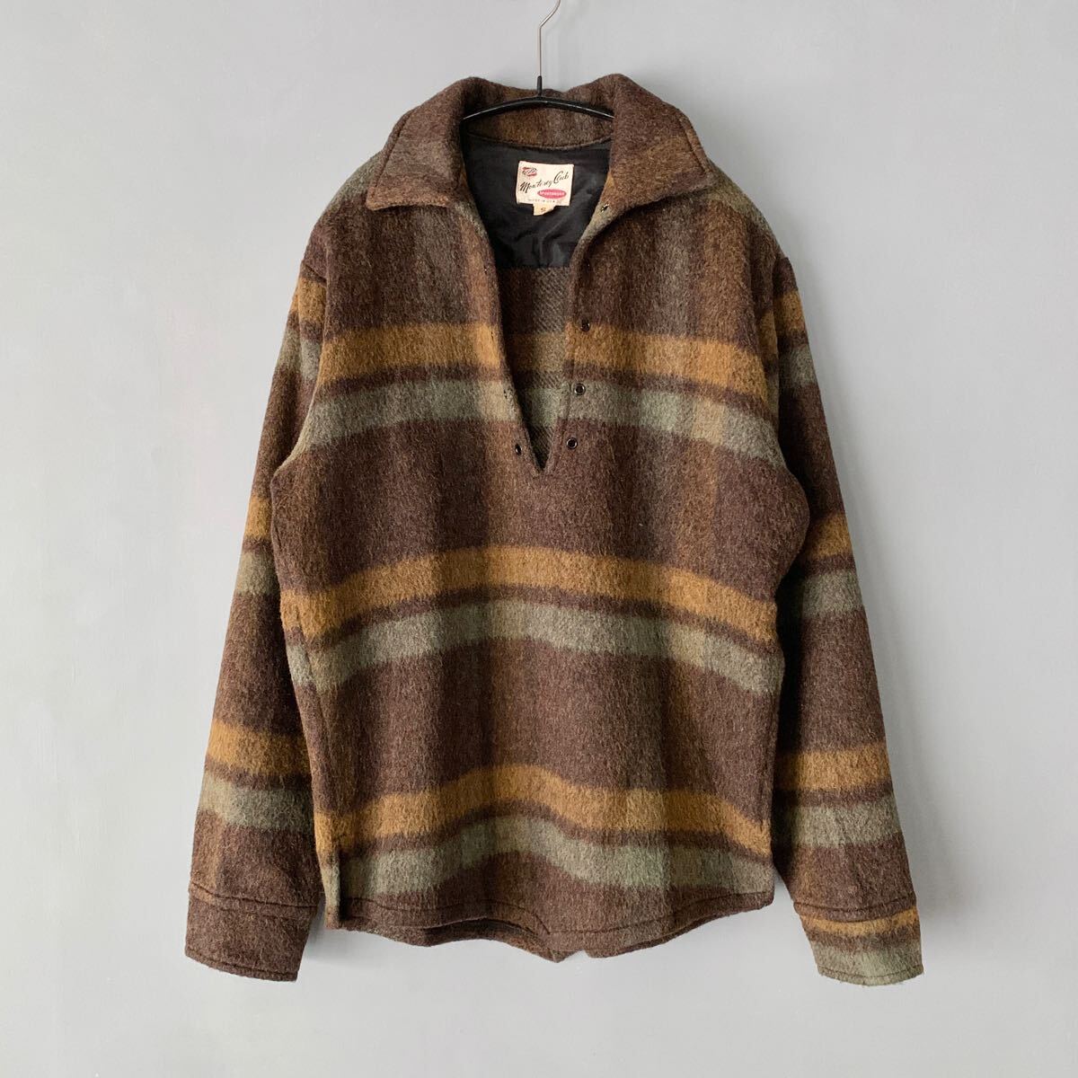 ジャンティーク購入 80’s ヴィンテージ シャギーメルトン編み上げシャツジャケット jantique ブラウンチェック vintage 拍卖