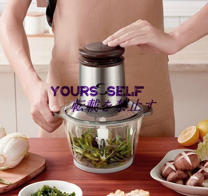 フードプロセッサー 電動 一台多役 2L 大容量 挽き器c みじん切り器 電動ミキサー 4枚カッター付き 砕可能 水洗い可能 調理器具 CFYP53拍卖