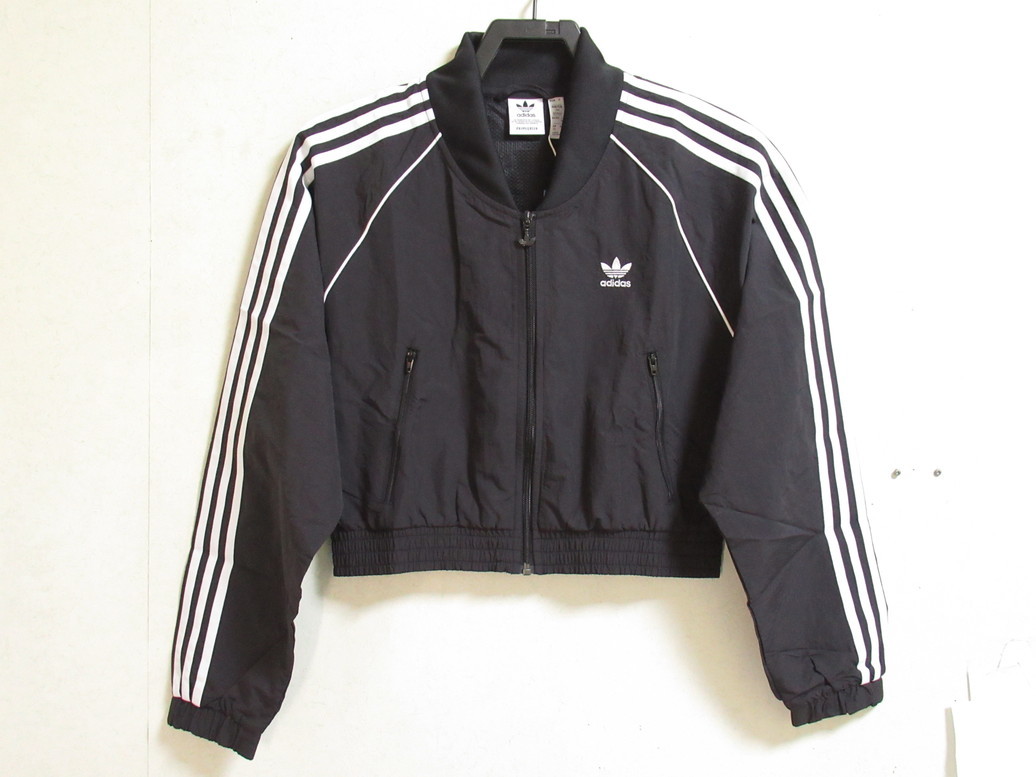 adidas ショート トラック ジャケット 3ストライプ 黒 ブラック M アディダス オリジナルス ウィメンズ クロップド GN2791拍卖