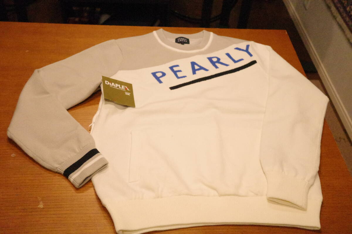 新品正規品 パーリーゲイツ サイズ4 ストレッチ 天竺 ボーダージャガード×DiAPLEX  裏地付きセーター(検索ダウン 防風 スニード拍卖