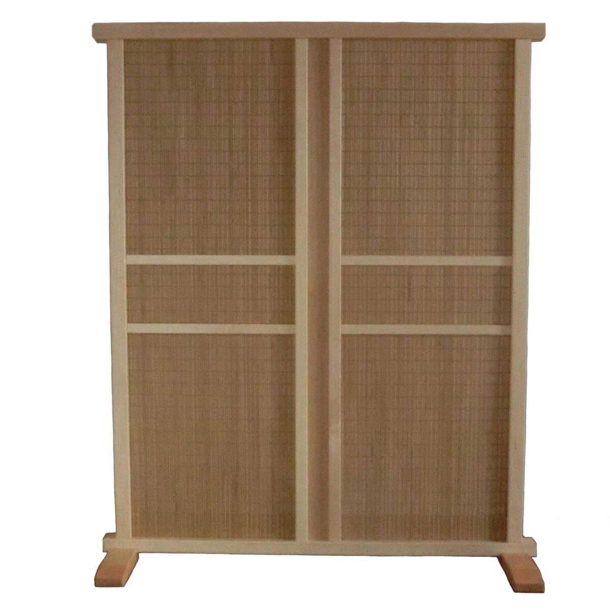 衝立 和風 木製 間仕切り パーテーション ついたて 目隠し 仕切り 木地色 フレーム ライトブラウン木簾 ②拍卖