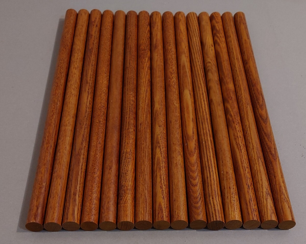 #丸棒 #棒サイズ(約cm)直径1.9cm 長さ 40 cm材質 天然杢タモ無垢材塗装 ポリウレタン塗装和風黄茶仕上げ 重量(1本)約50g※15本セット拍卖