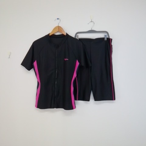 ★【古着】 Riglam(リグラム) 水着(上下セット) LLサイズ ブラック×ピンク拍卖