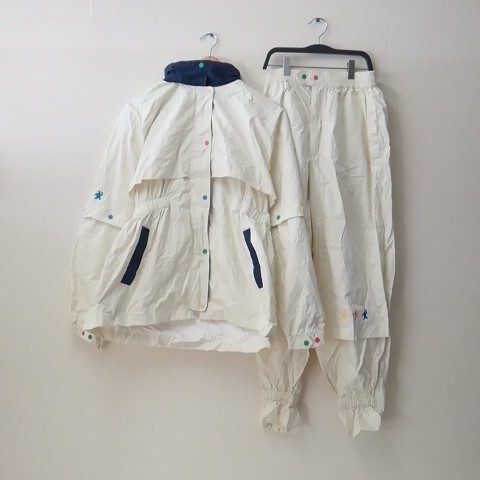 ★【古着】SESAME STREET(セサミストリート) レインパーカー(レインコート) Mサイズ ホワイト 収納バッグ入り拍卖