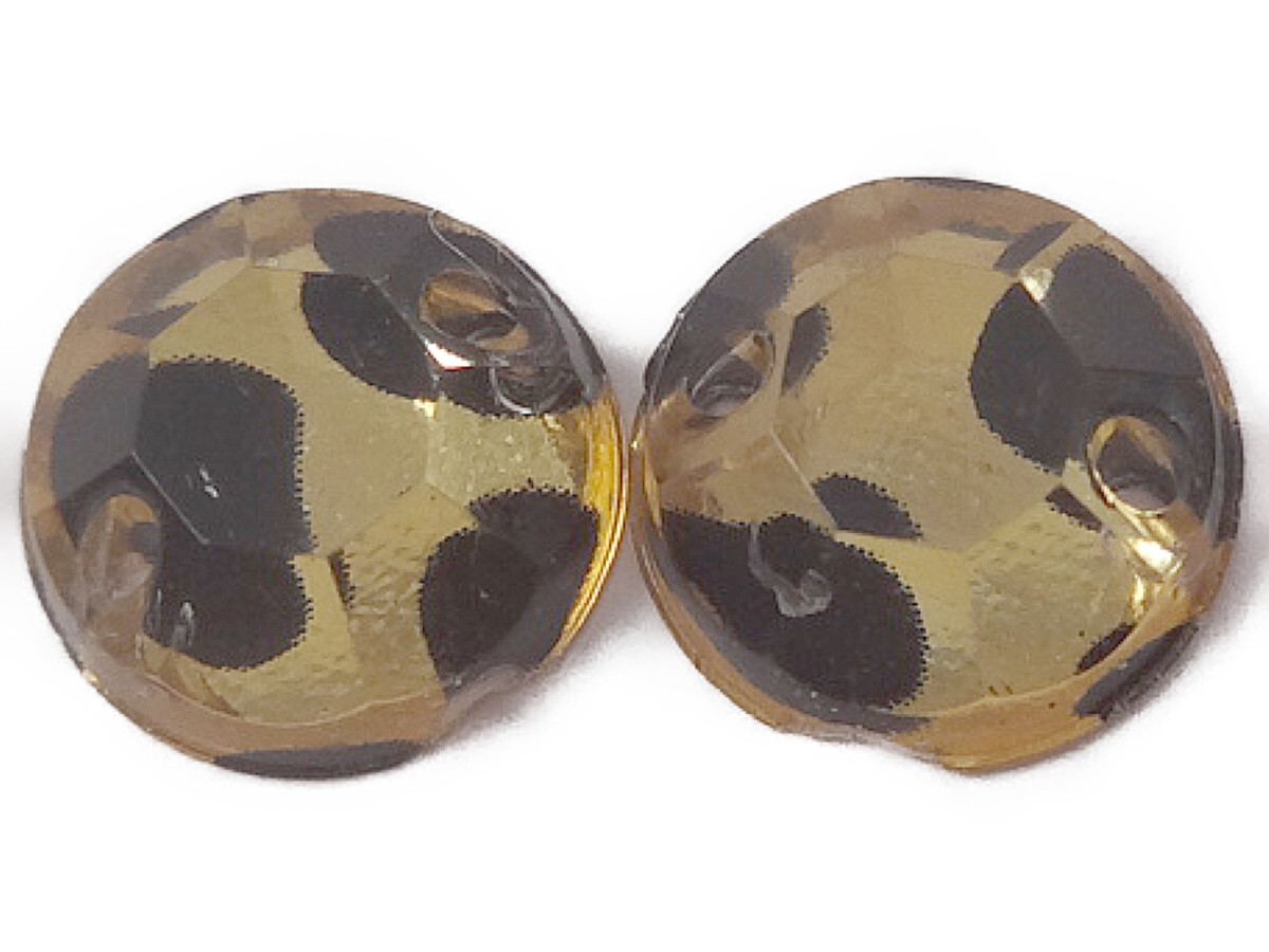 キラリ手芸部 No466ビジュー パーツ 手芸用 ソーオン ストーン(アクリル)レオパード柄(丸)0.8×0.8cm30個入り【ひょう柄】拍卖