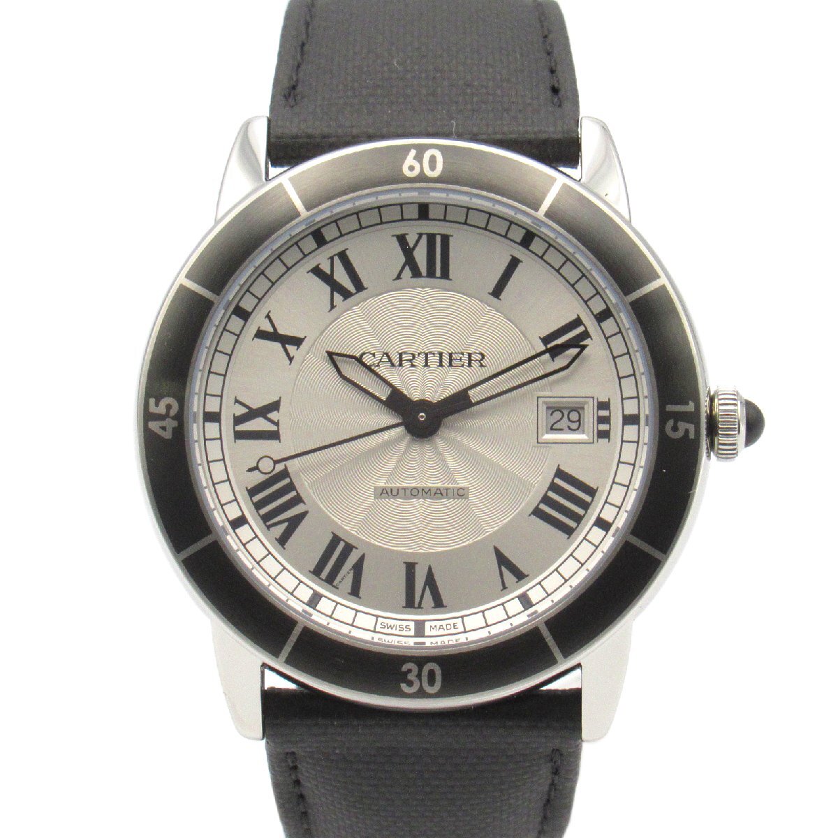 カルティエ ロンドクロワジエール ドゥ カルティエ ブランドオフ CARTIER ステンレススチール 腕時計 SS/革 中古 メンズ拍卖