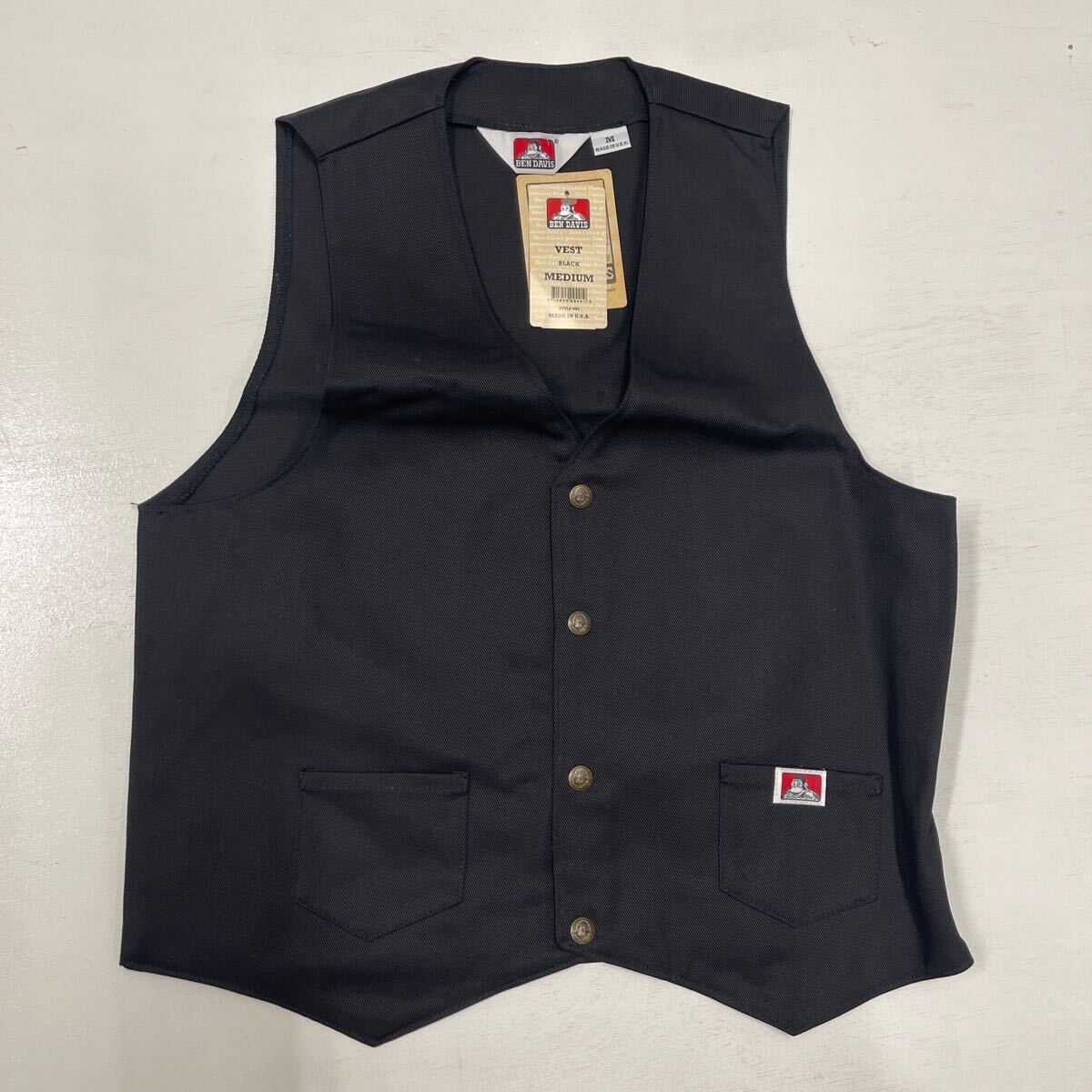 MEDIUM BLACK USA製 BEN DAVIS TWILL VEST ベンデイビス コットン ベスト PARTY VEST 1拍卖