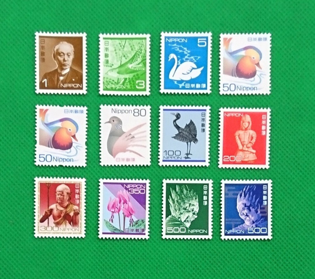 郵便事業株式会社発足/12種完品/300円以上は発光切手/未使用/NH/VF/OG/シワ無/シミ無/平成/新書体/書体変更/普通切手/No173拍卖