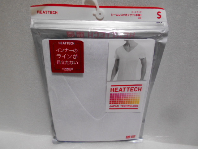 ユニクロ UNIQLO ヒートテック シームレスVネックT 半袖 Sサイズ ホワイト MEN 拍卖