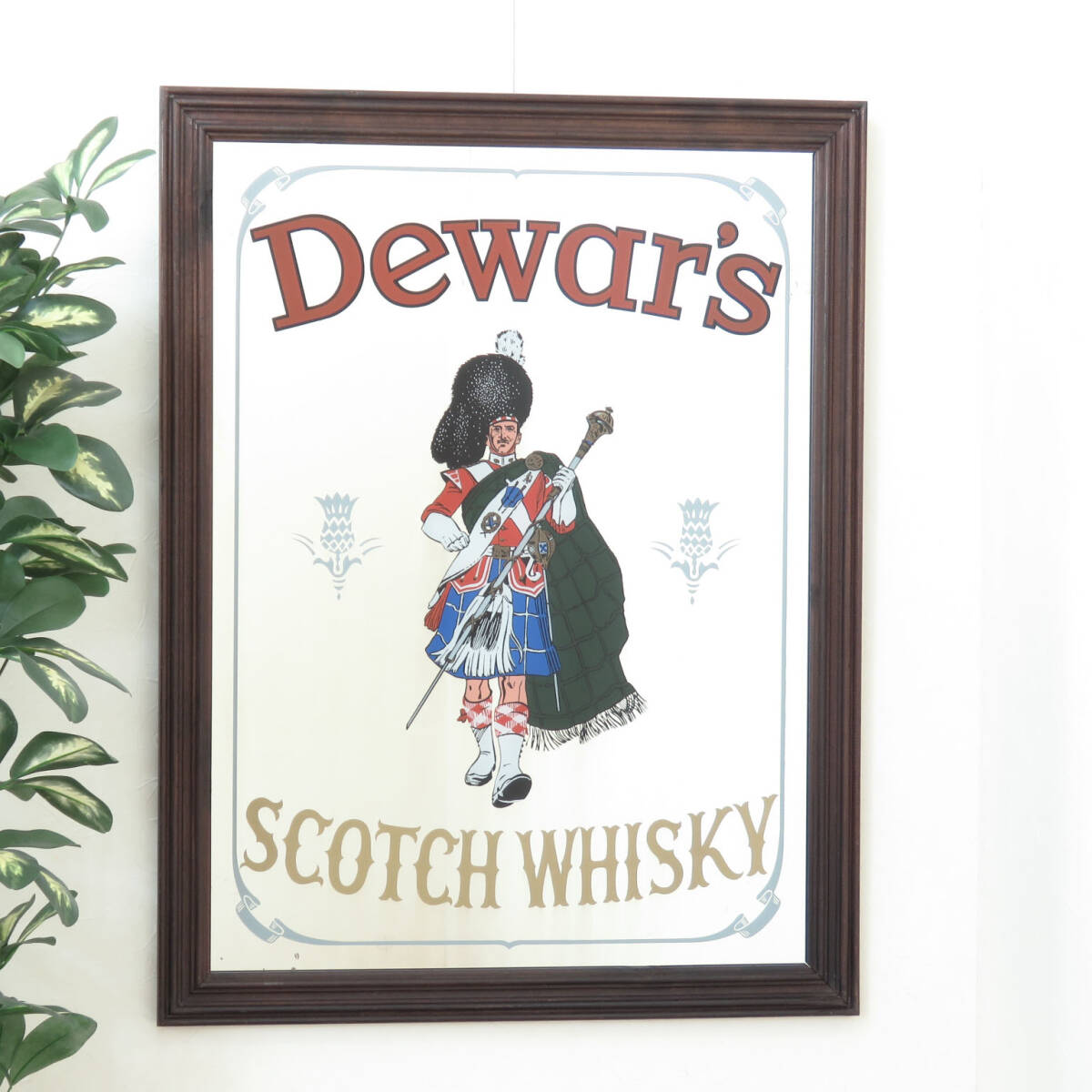 ビンテージミラー/デュワーズ/Dewar's/スコッチウイスキー/壁掛け鏡/店舗什器/ディスプレイ/パブ/レストラン/バー/インテリア雑貨/A-4534-6拍卖