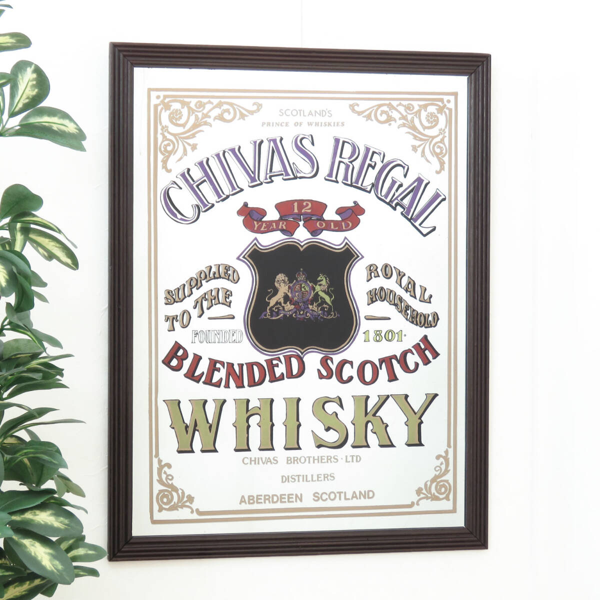 シーバス リーガルのビンテージミラー/スコッチウイスキー/壁掛け鏡/店舗什器/ディスプレイ/パブ/レストラン/バー/インテリア雑貨/A-4534-8拍卖