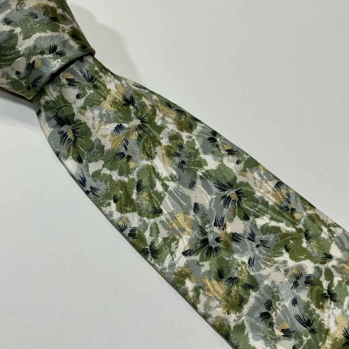 ヴィンテージ 花柄 ボタニカル シルク ネクタイ 国産品 古着 408-10拍卖