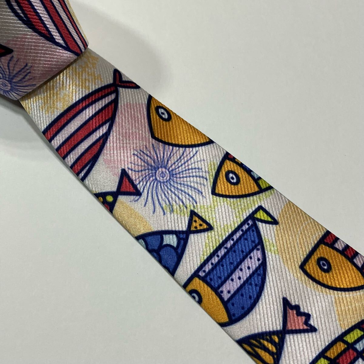 魚 パターン柄 ネクタイ 古着 430-11拍卖
