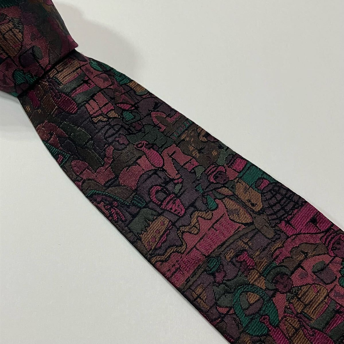 アート ジャガード シルク ネクタイ 古着 436-11拍卖