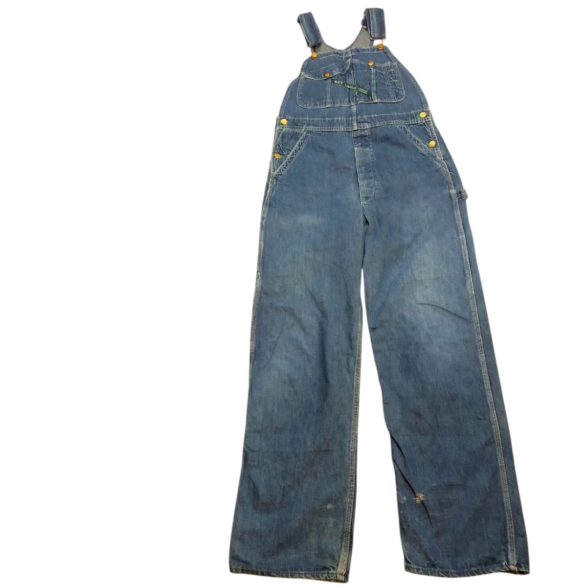 古着 key デニムオーバーオール ワークパンツ ヴィンテージ 70s 80s ボタンフライ拍卖