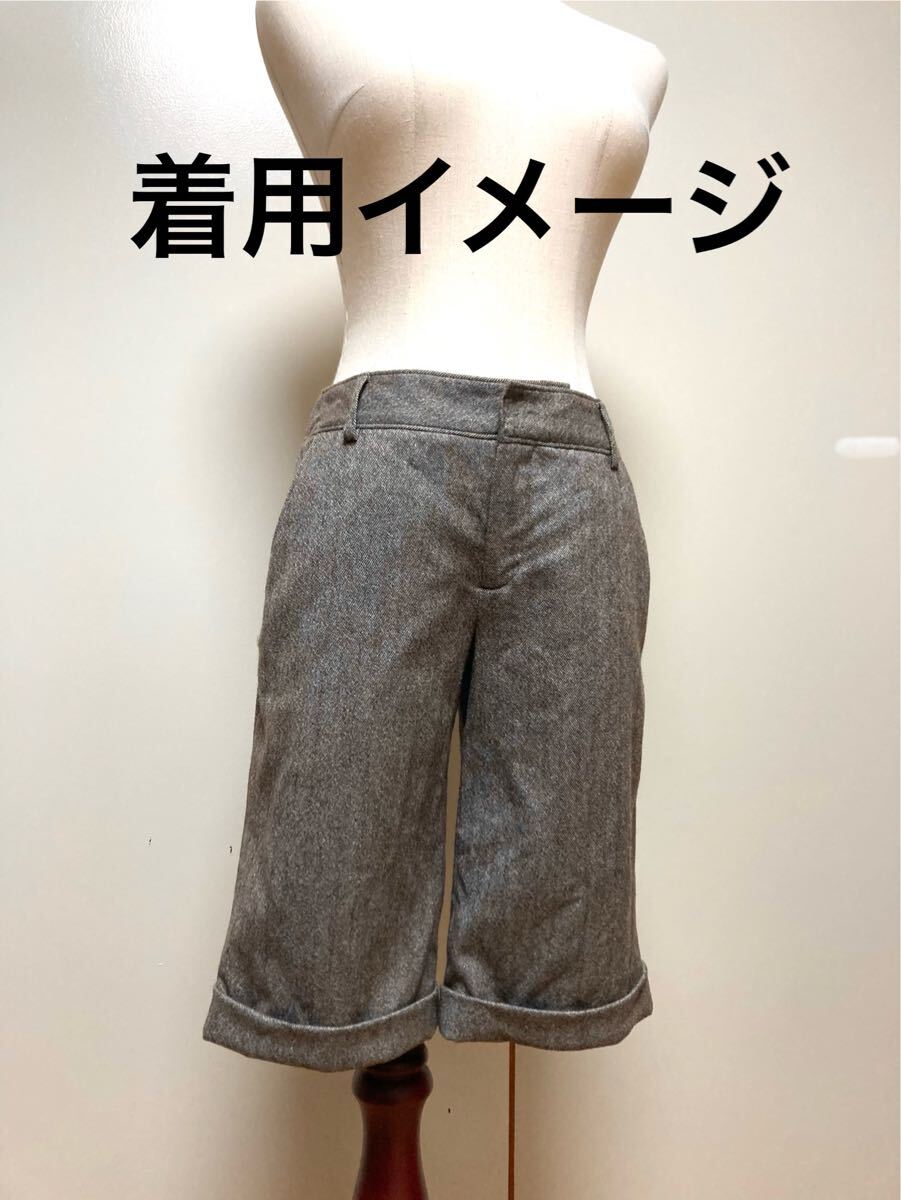 A★良品★秋冬 レディース M 38 9号 ハーフパンツ ウール 毛 カシミア混 チャコールブラウン 茶色 グレー ズボン セオリー拍卖