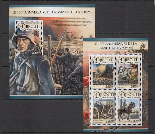 「TE141」ジブチ切手 2016年 ソンムの戦い100周年拍卖