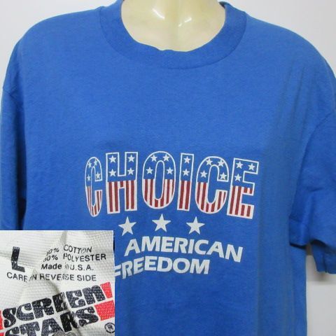80s アメリカ製 オールド Tシャツ M 青 フリーダム スクリーンスターズ タグ年代 ヴィンテージ USA古着 sy1794拍卖