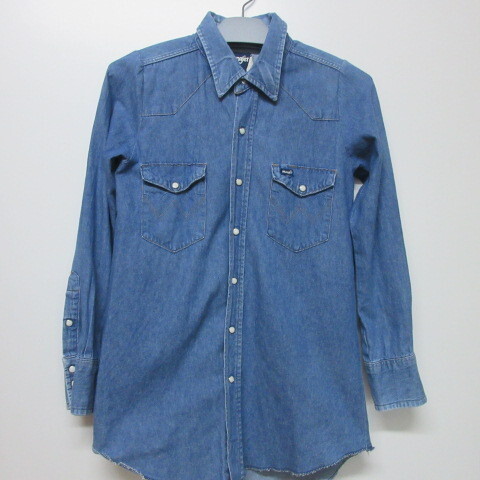 80s USA製 ラングラー 長袖シャツ S デニム ウエスタン アメカジ古着 bsy341拍卖