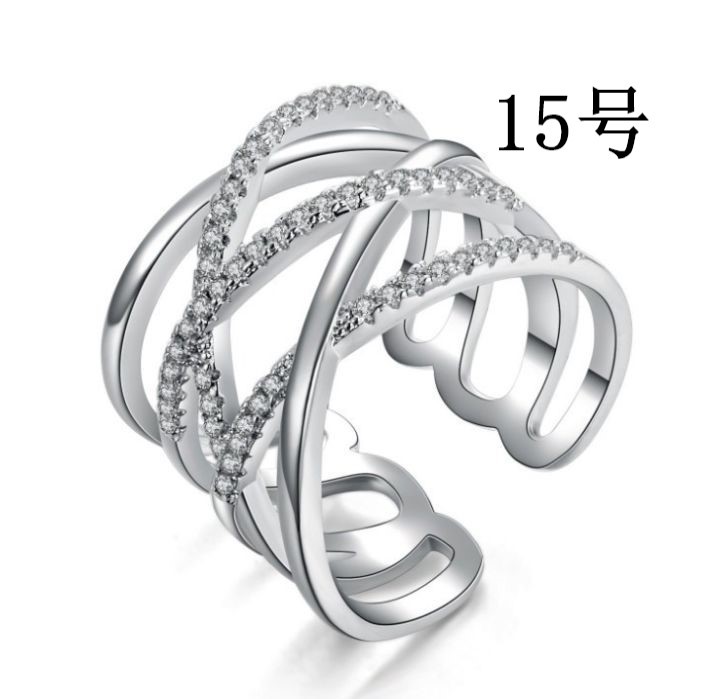 幅広リング シルバー 15号 クロス 指輪 レディース 太め 幅広 リング 透かし拍卖