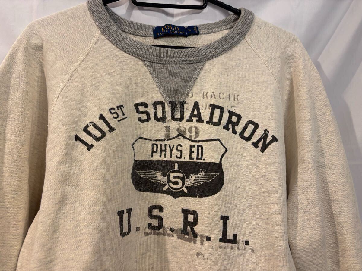 POLO Ralph Lauren ポロ ラルフローレン 両V 染み込みプリントスウェット L ヴィンテージ ミリタリー ラグランスリーブ拍卖