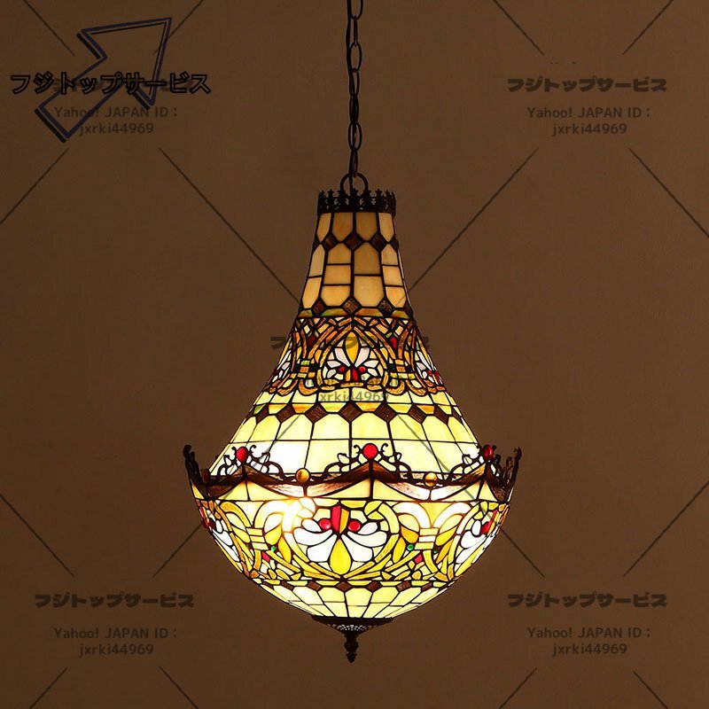 極上品◆別荘ステンドランプ ステンドグラス 吊り下げ照明 ペンダントライト ティファニー 装飾品◆工芸品◆ベッドルーム用 通路用ランプ拍卖